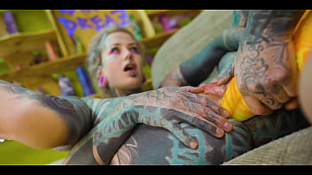 Tattooed sluts rear entry two girls one hard dick