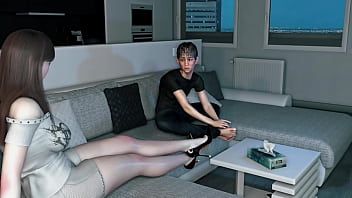 3d horny slut asian whore cheating with big cock and squirting a lot