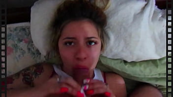 Gets angry because he covers my stepdaughter's blankets with cum on vacation behind the scenes