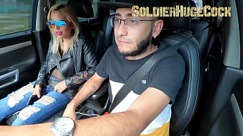 Delicious blonde girl with big ass does me a wet blowjob on my car crempie