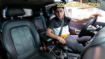 Delicious blonde girl with big ass does me a wet blowjob on my car crempie