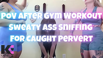 Pov after gym workout sweaty ass sniffing for caught pervert