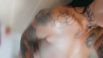 Showering milf alone