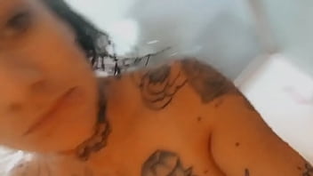 Showering milf alone