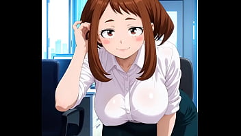 Ochaco disfruta de la jornada bailando en la oficina