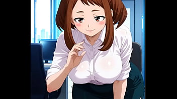 Ochaco disfruta de la jornada bailando en la oficina