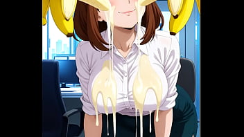 Ochaco disfruta de la jornada bailando en la oficina