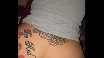 Blind folded light skin tatted big booty ebony cheating step sister sucking & fucking her big brother’s bbc