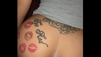 Blind folded light skin tatted big booty ebony cheating step sister sucking & fucking her big brother’s bbc