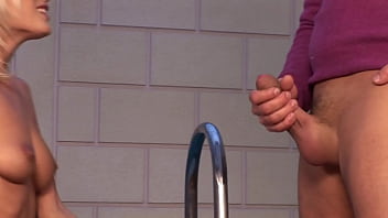 Blonde milf teases with her slutty feet and gets fucked