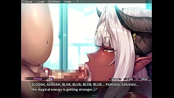 Demon queen gulping semen