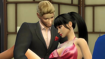 Husband watches asian wife ride a bwc