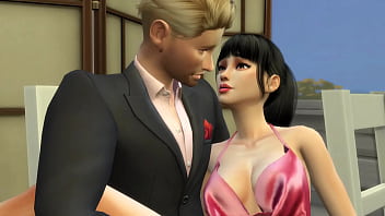 Husband watches asian wife ride a bwc