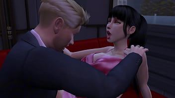 Husband watches asian wife ride a bwc