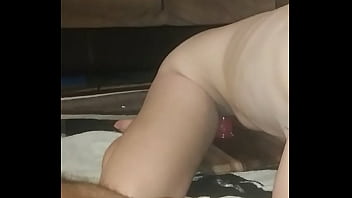 Girlfriend is sucking dick riding dildo