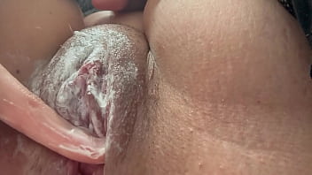 My stepsister masturbates in the bathroom and shows off her big ass