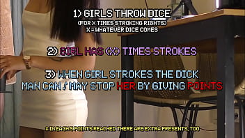 Sexy And Beautiful Petite Brunette Cheerleader And Her Bff Try To Get As Much As Precum And Cum From An Older Guy By Balls Massaging And Dice Throwing Challenge With Dick Stroking And Tease thumbnail