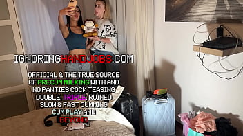 Sexy And Beautiful Petite Brunette Cheerleader And Her Bff Try To Get As Much As Precum And Cum From An Older Guy By Balls Massaging And Dice Throwing Challenge With Dick Stroking And Tease thumbnail