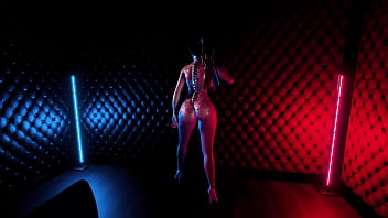 Buxom randy eve in skinsuit shows special skills in back room of strip bar