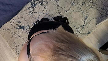 Lots of cum on the face of cute chubby blonde student from the teacher for good grades