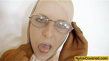 Petite blond full in tights