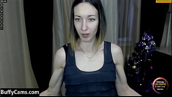 Girl flexing her lovely muscles