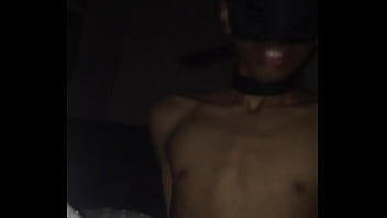 Hot tanned tied up boy gets dick sucked by blondie under bedsheet