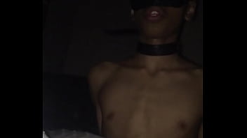 Hot tanned tied up boy gets dick sucked by blondie under bedsheet