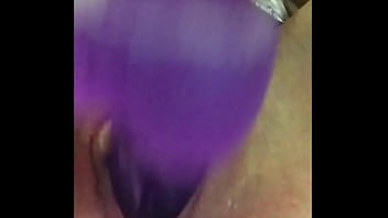 Pink haired babe masturbate pussy dildo and orgasm