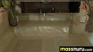 Busty teen gives nuru sex massage 13