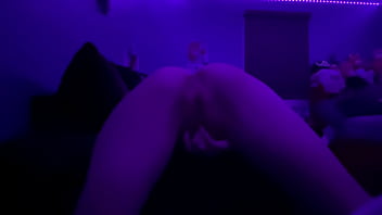 Needy girl masturbates on couch