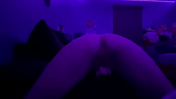 Needy girl masturbates on couch