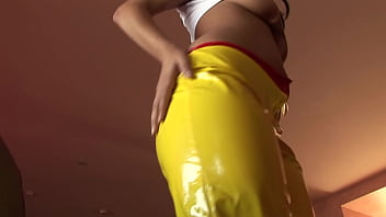 She takes his big white dick deep in her shaved pussy until he pulls out and sprays her tits white