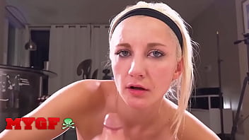 My gf jade amber rides sucks and swallows after sharing her kinkiest sex stories with ken