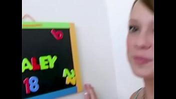 Haley sweet cute 18 yo huge cock pov blowjob and facial