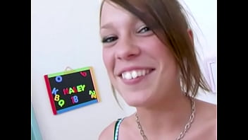 Haley sweet cute 18 yo huge cock pov blowjob and facial