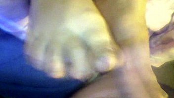 Footjob cum on feet