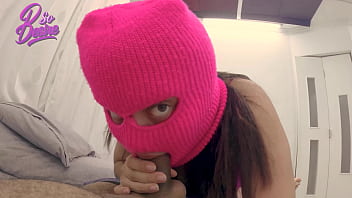 Mysterious brunette has milk on her tits and an appetite for cock