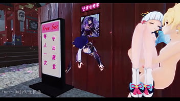 Three girls get fucked by several men