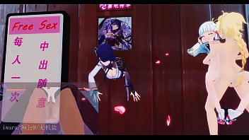 Three girls get fucked by several men