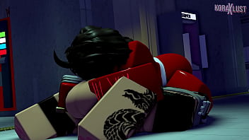 Koraxlust roblox demon girl deepthroating a huge foxboy cock