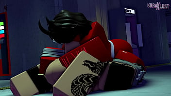 Koraxlust roblox demon girl deepthroating a huge foxboy cock