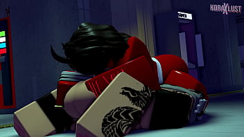 Koraxlust roblox demon girl deepthroating a huge foxboy cock