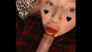 Slutty goth girl licks her sex toy then puts it inside of her