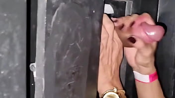 Naughty milf goes to swing at gloryhole to suck dick