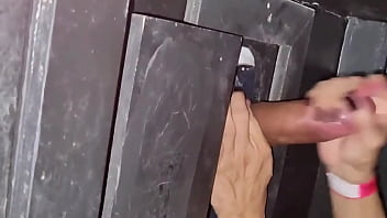 Naughty milf goes to swing at gloryhole to suck dick