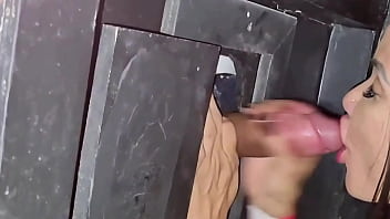 Naughty milf goes to swing at gloryhole to suck dick