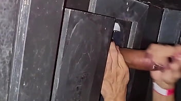 Naughty milf goes to swing at gloryhole to suck dick