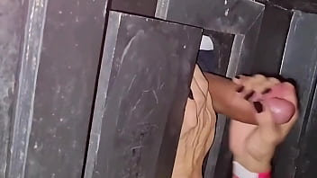 Naughty milf goes to swing at gloryhole to suck dick