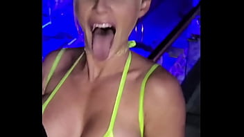 Blonde raver slut takes you to rooftop to suck and fuck you